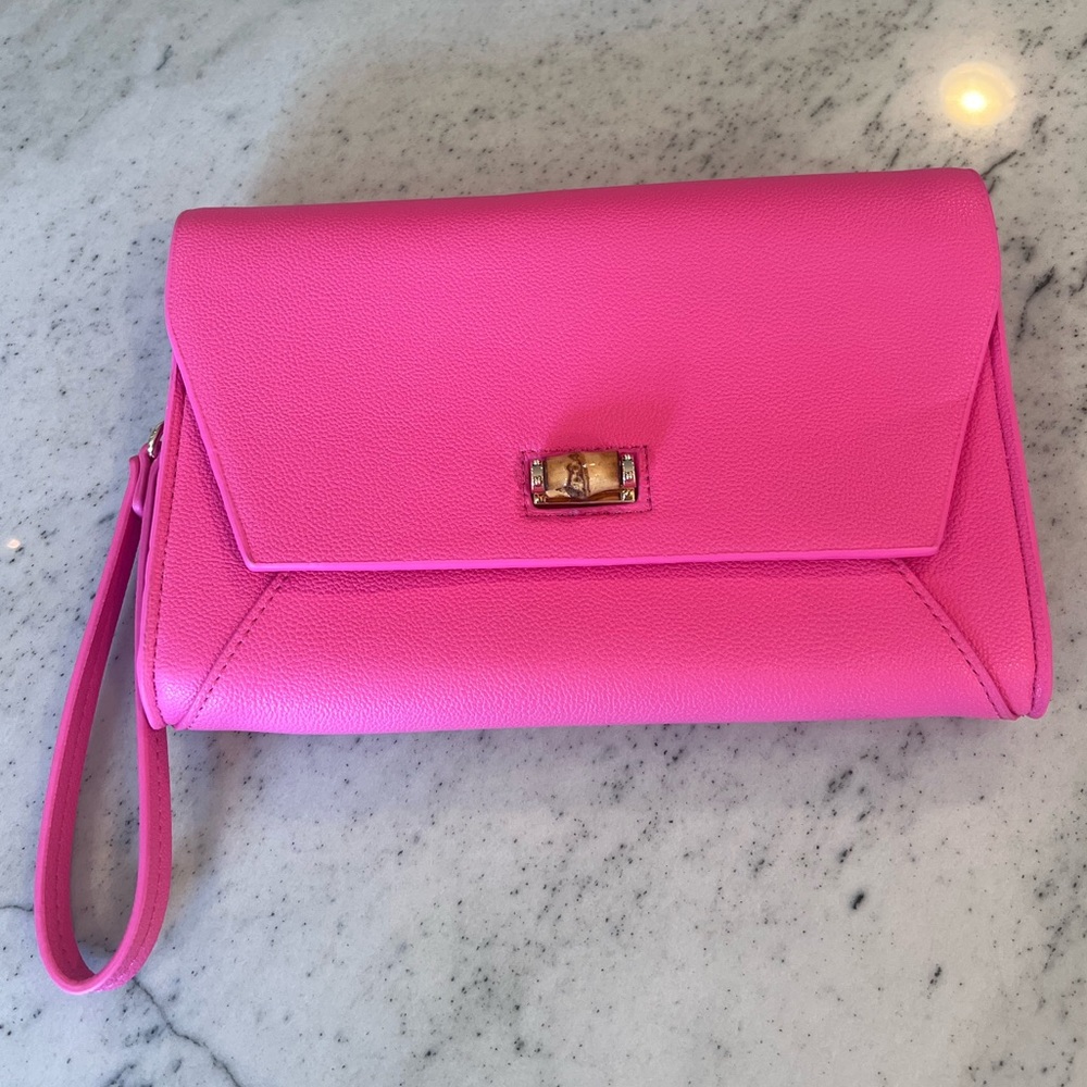 Lilly Pulitzer Pink Clutch Wristlet with optional gold chain